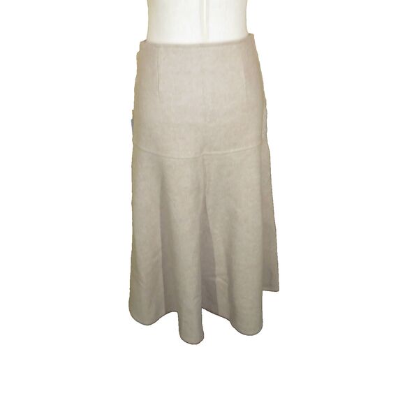 OGL Warm Cozy CashSoft Wool-like Flared Side Zip Maxi Skirt In Oatmeal Sz Medium - Picture 4 of 7